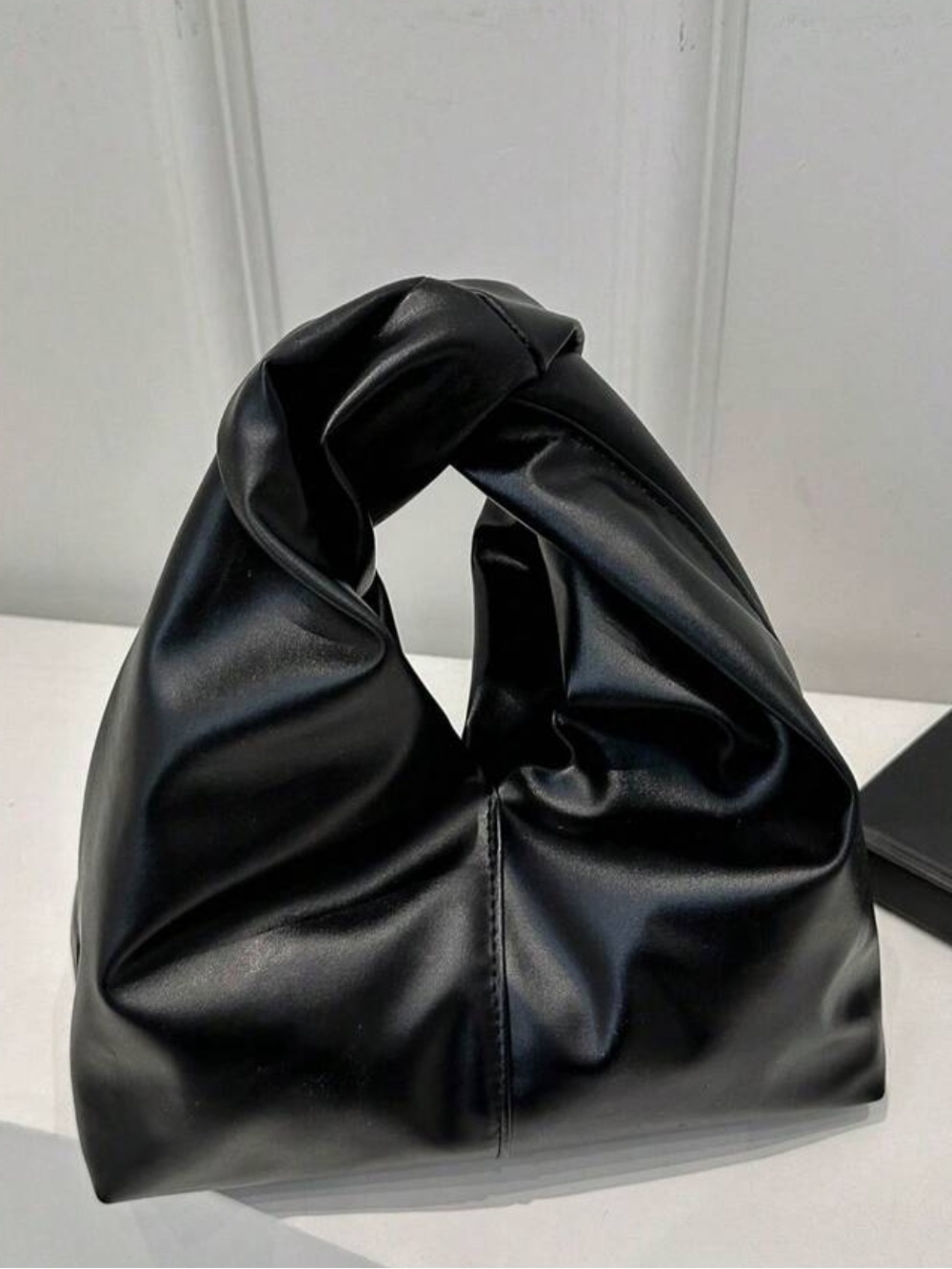 Black Twisted Handle Women's Bag - Minimalist Chic